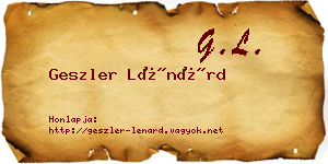 Geszler Lénárd névjegykártya